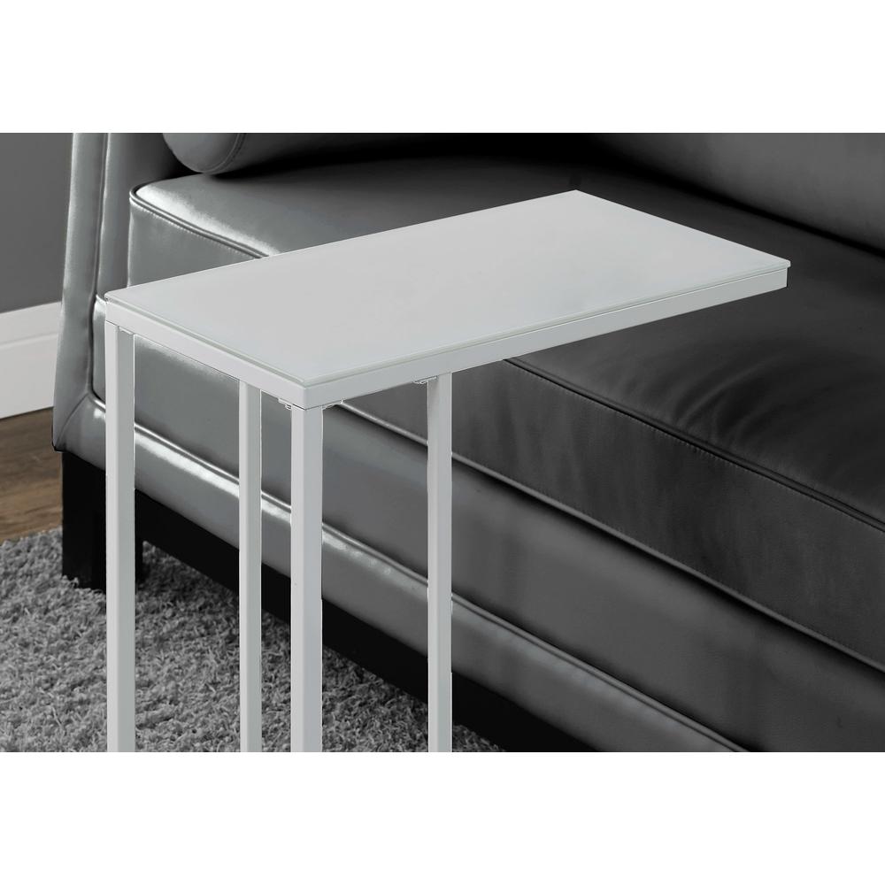 Accent Table - White Metal With Frosted Tempered Glass