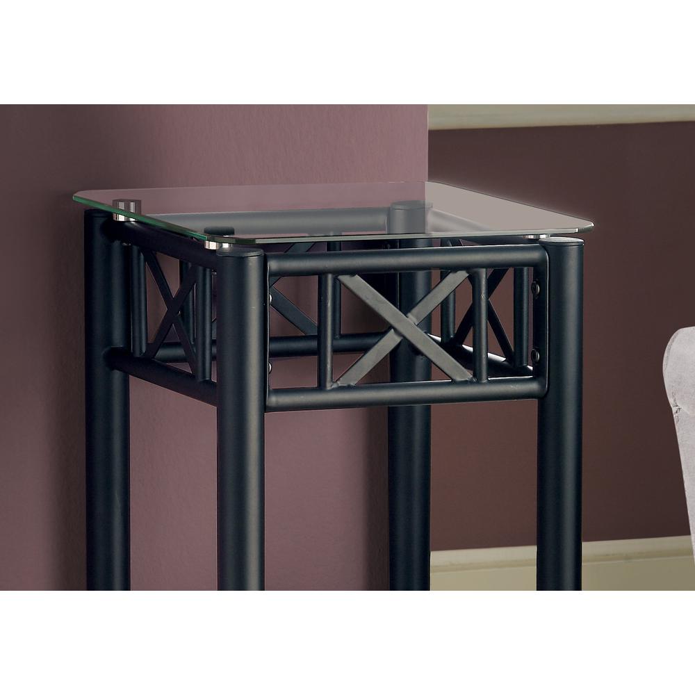 Plant Stand - Black Metal With Tempered Glass Tops