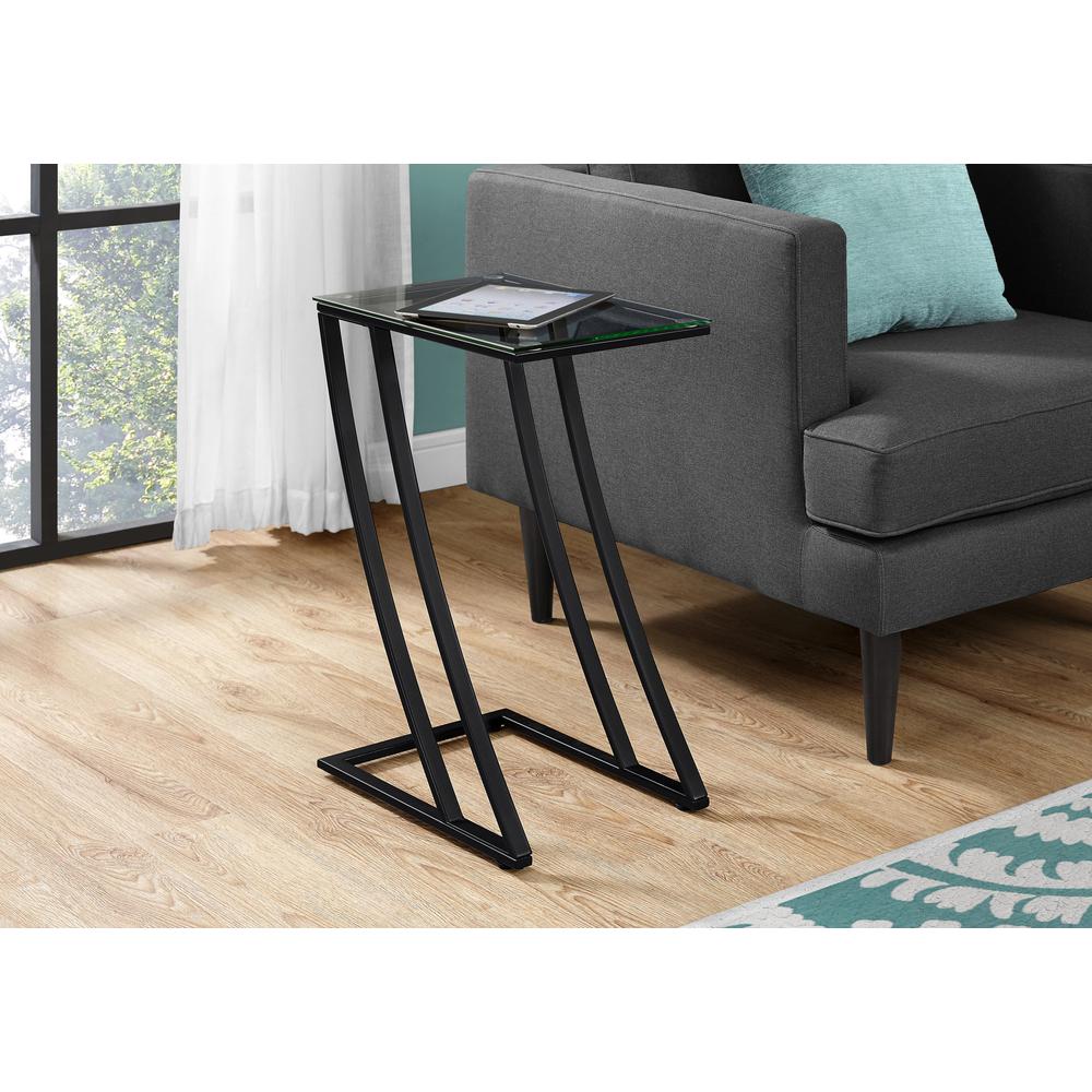 Accent Table - Black Metal With Tempered Glass