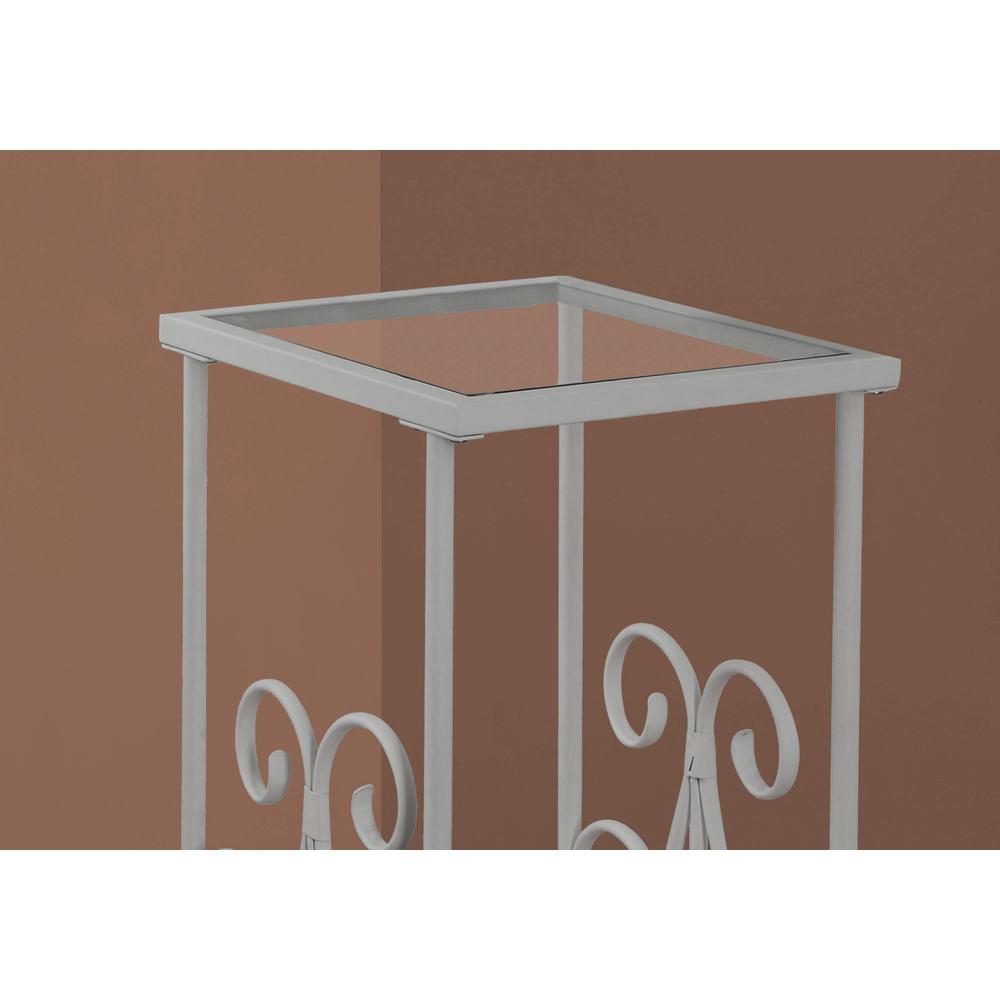 Accent Table - 30"H / Silver Metal With Tempered Glass