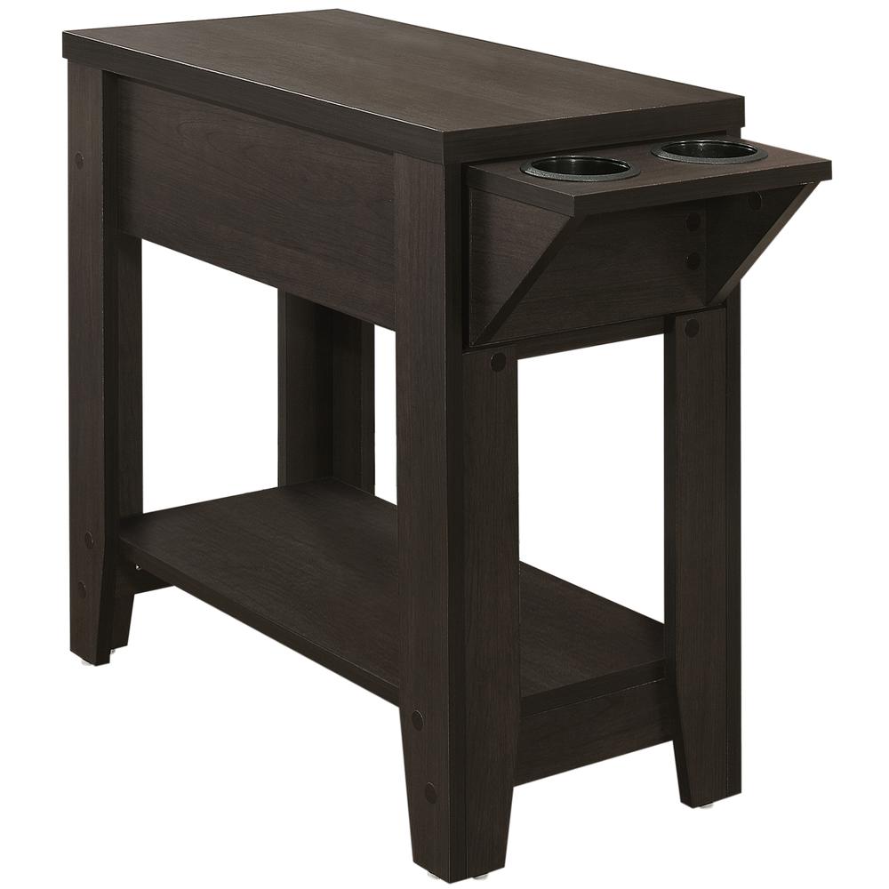 Image of Accent Table - 23"H / Cappuccino With A Glass Holder