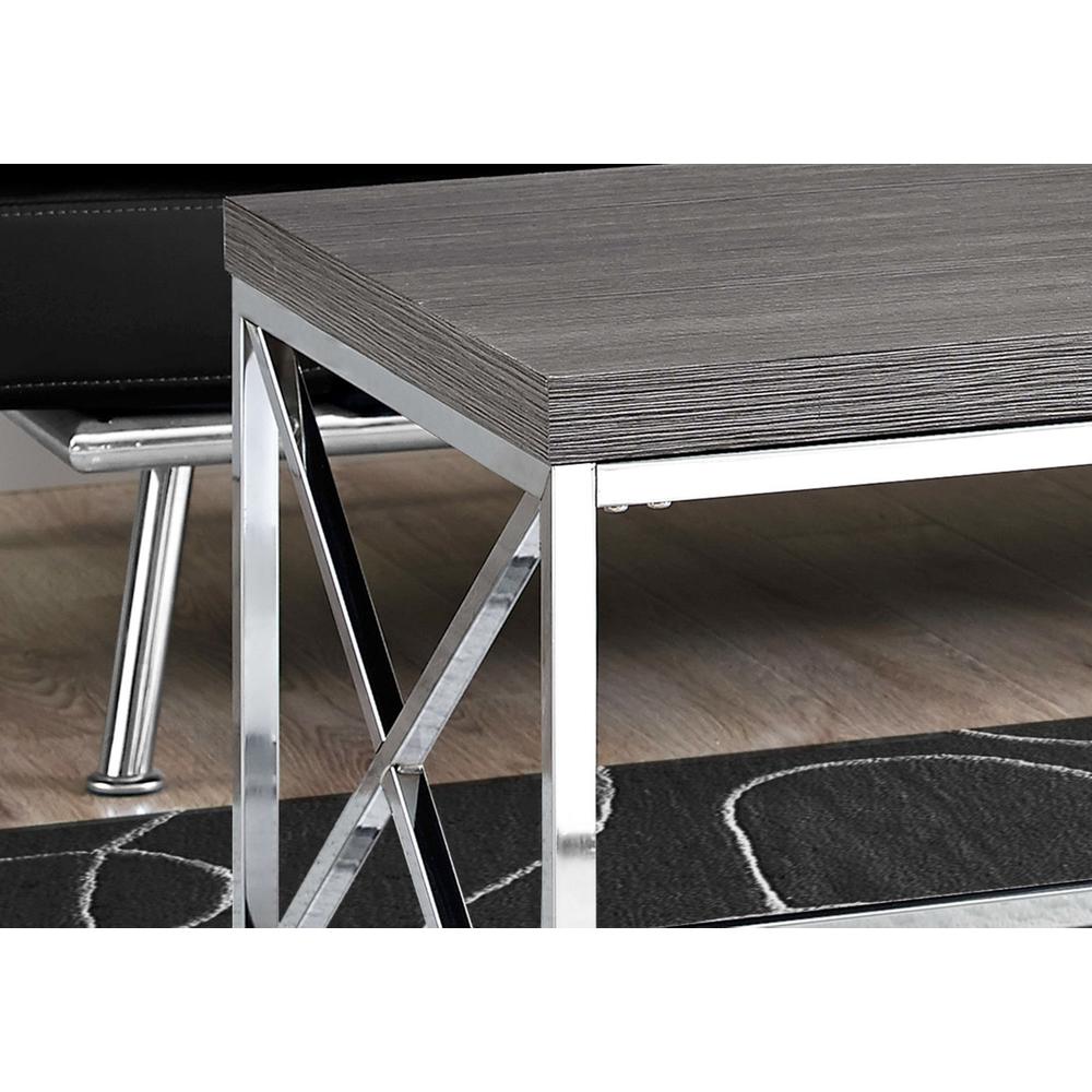 Coffee Table - Grey With Chrome Metal