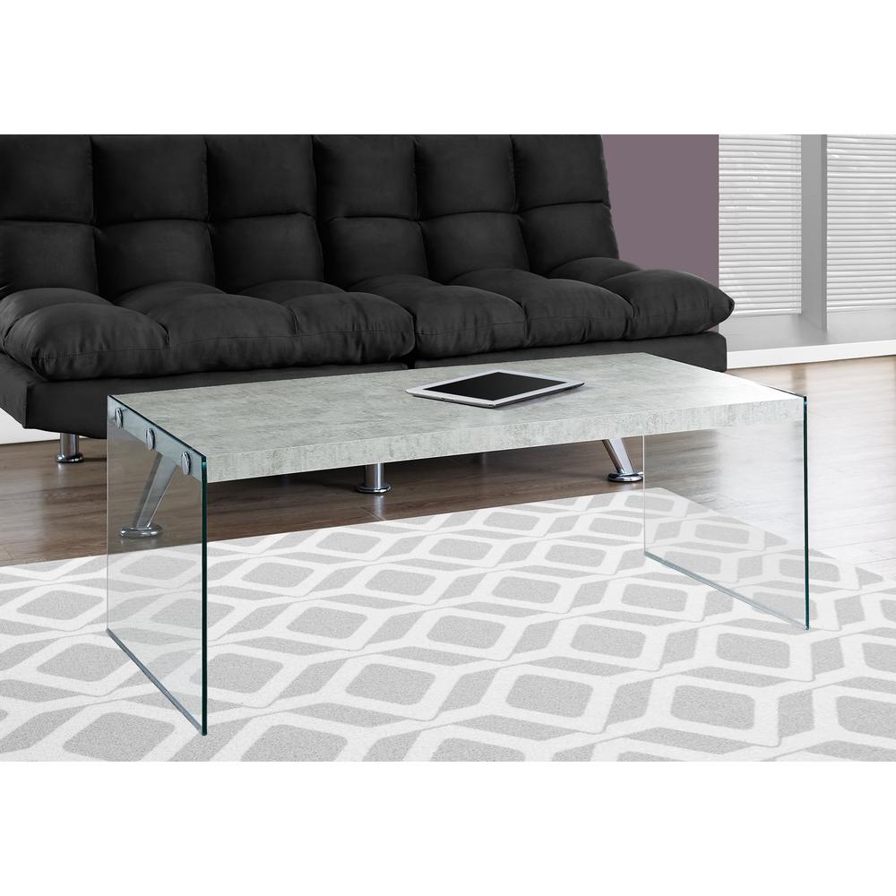 Coffee Table - Grey Cement With Tempered Glass