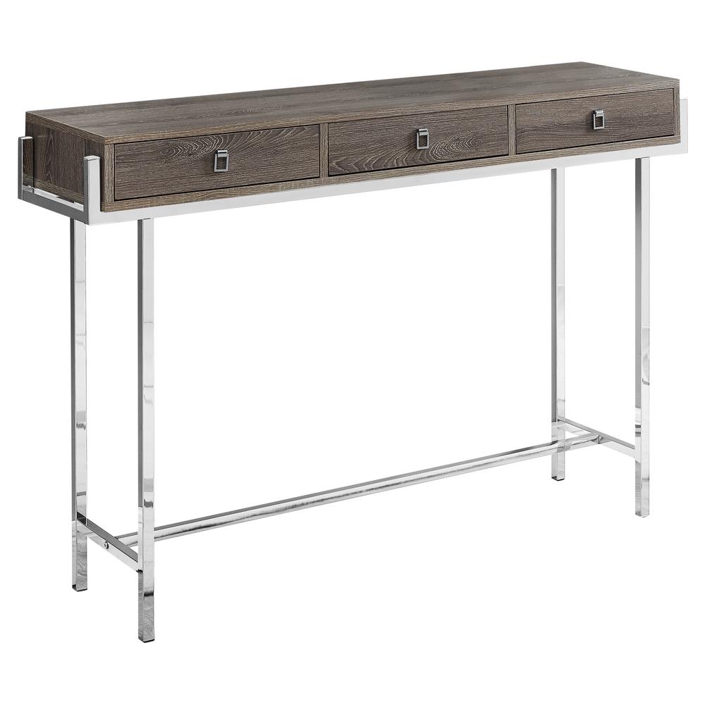 Image of Console Table - 48"L / Dark Taupe / Chrome Metal