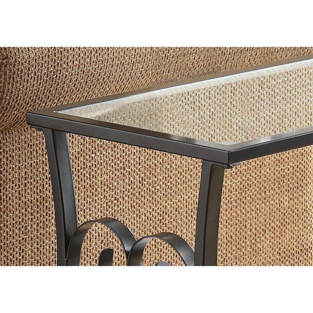 Accent Table - Satin Black Metal With Tempered Glass