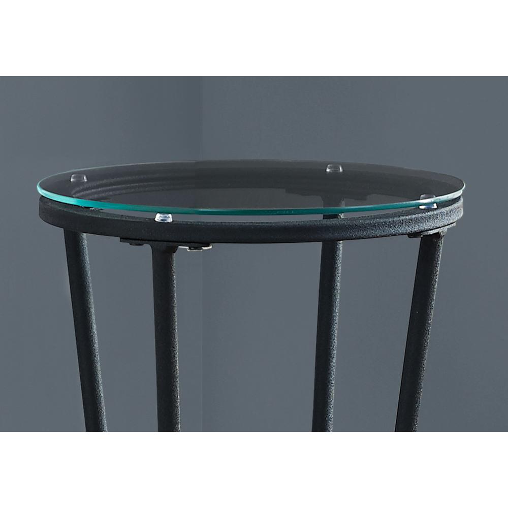Accent Table - Hammered Black Metal With Tempered Glass
