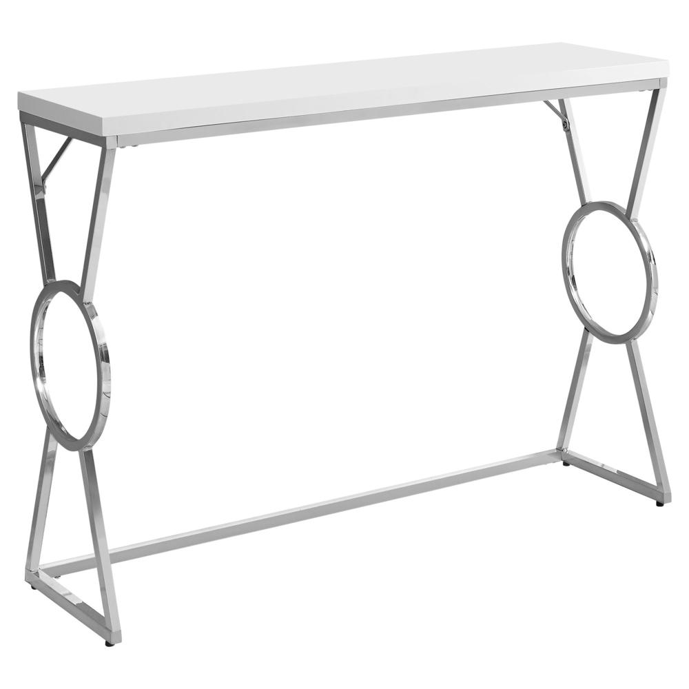 Image of Accent Table - 42"L / Glossy White / Chrome Metal