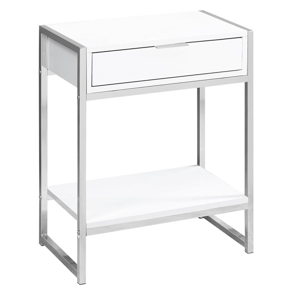 Image of Accent Table - 24"H / Glossy White / Chrome Metal
