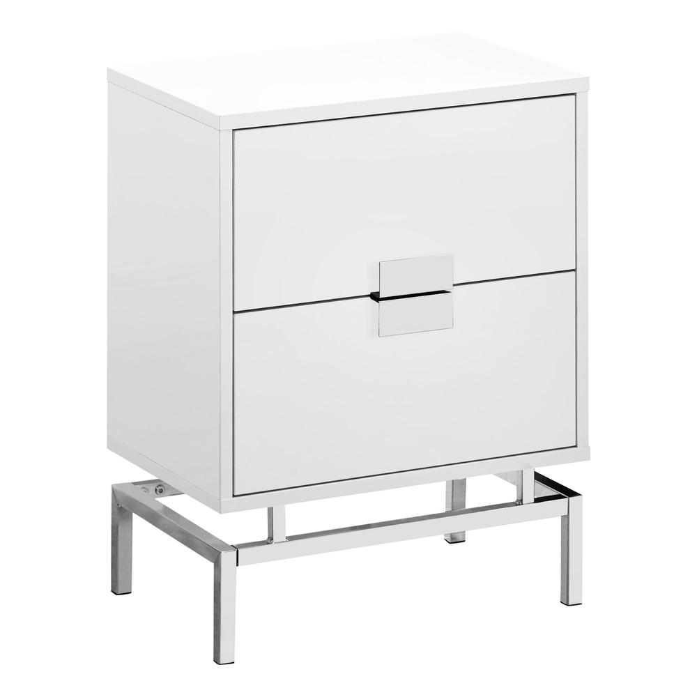 Image of Accent Side Table - 24"H / Glossy White / Chrome Metal