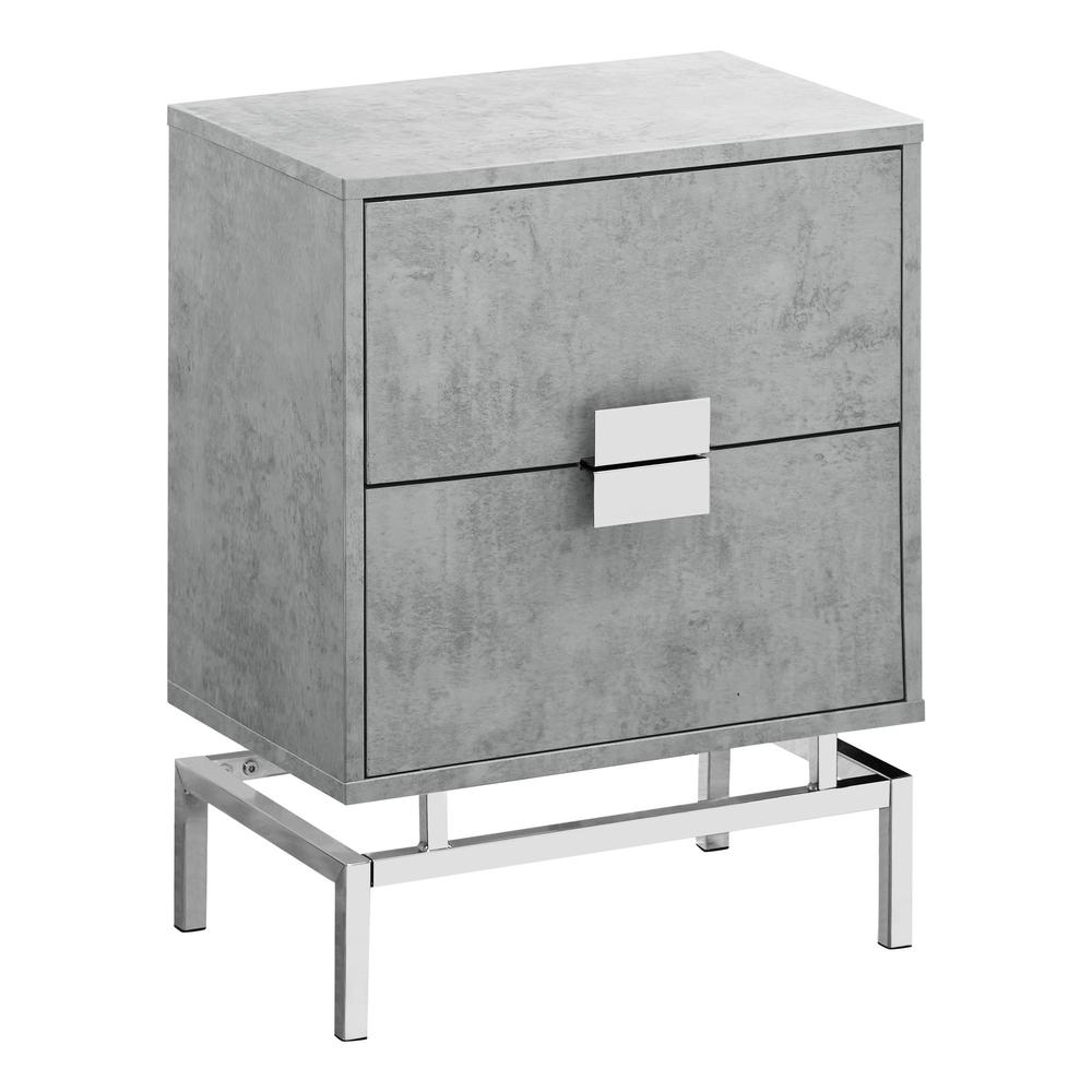 Image of Accent Side Table - 24"H / Grey Cement / Chrome Metal