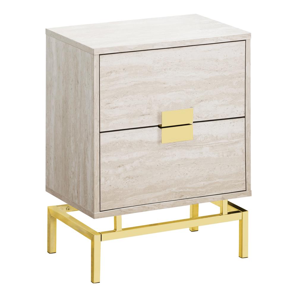Image of Accent Side Table - 24"H / Beige Marble / Gold Metal