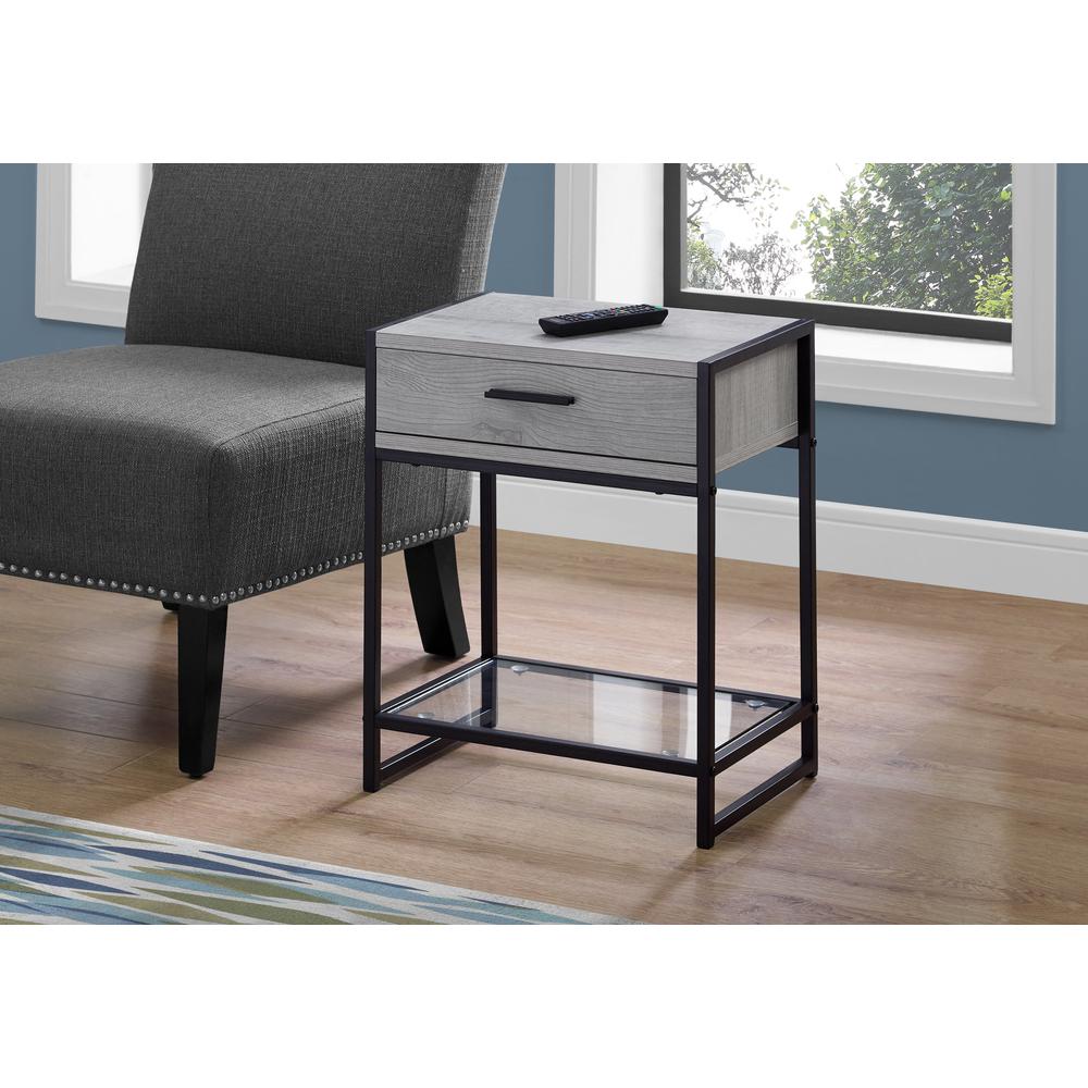 Image of Accent Table - 22"H / Grey / Black Metal / Tempered Glass