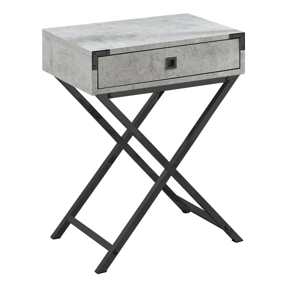 Image of Accent Table - 24"H  / Grey Cement / Black Nickel Metal