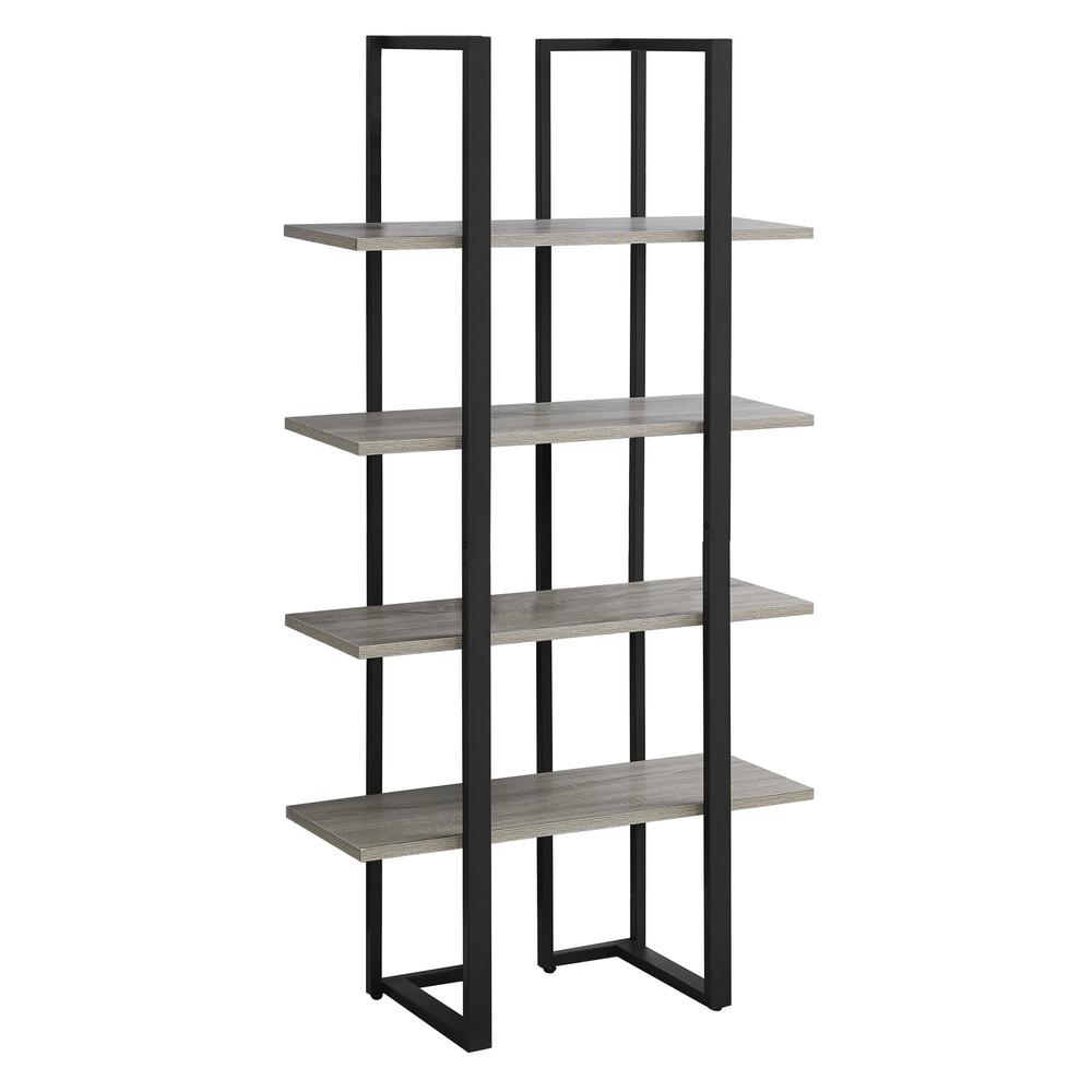 Image of 4 Shelf Bookcase - 60"H / Dark Taupe / Black Metal