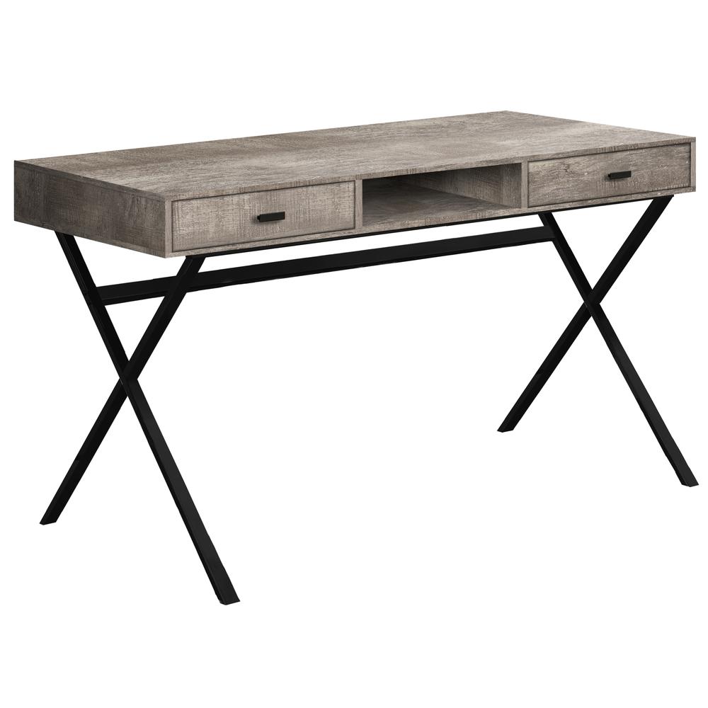 Image of Computer Desk - 48"L / Contemporary Taupe Reclaimed Wood Look / Black Metal