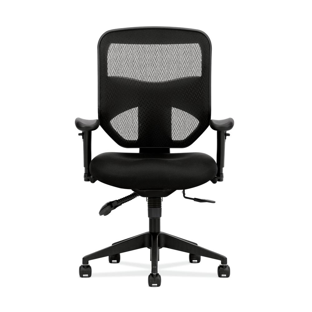 HVL532 Mesh High-Back Task Chair with Asynchronous Control and Seat Glide, 2-Way Arms - Black Mesh
