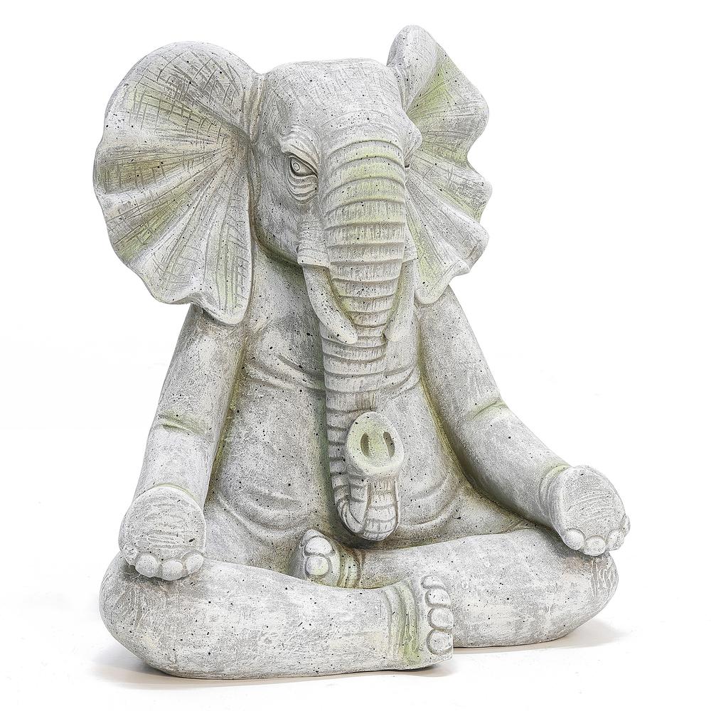 Gray Meditating Elephant Statue with MgO