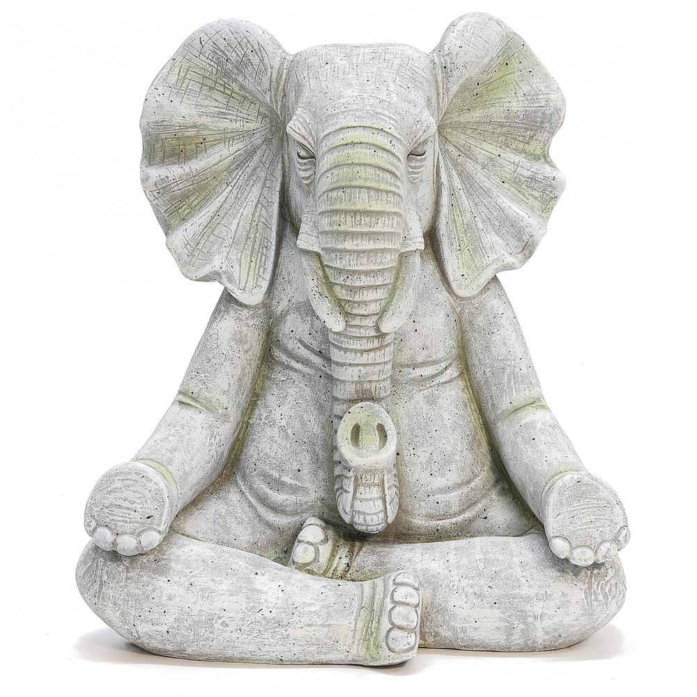 This is the image of Gray Meditating Elephant Statue with MgO