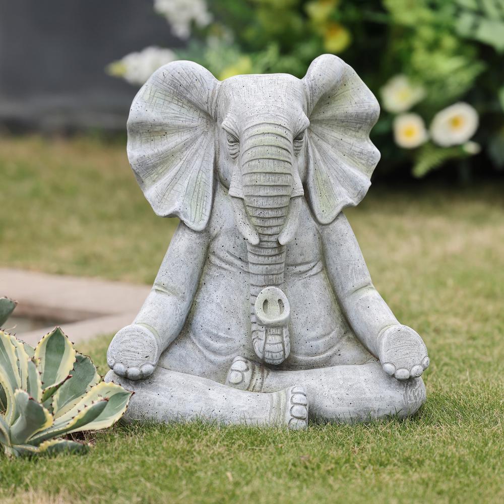 Gray Meditating Elephant Statue with MgO