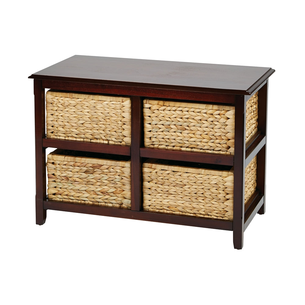 Seabrook Two-Tier Storage Unit - Espresso Finish with Natural Baskets