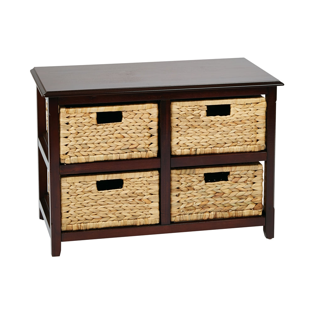 Seabrook Two-Tier Storage Unit - Espresso Finish with Natural Baskets