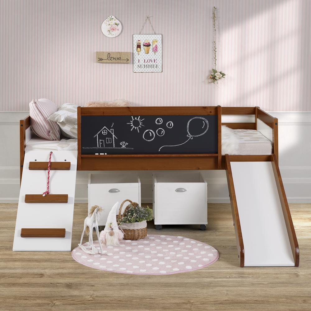 Twin Art Play Junior Low Loft with Toy Boxes in Espresso Finish