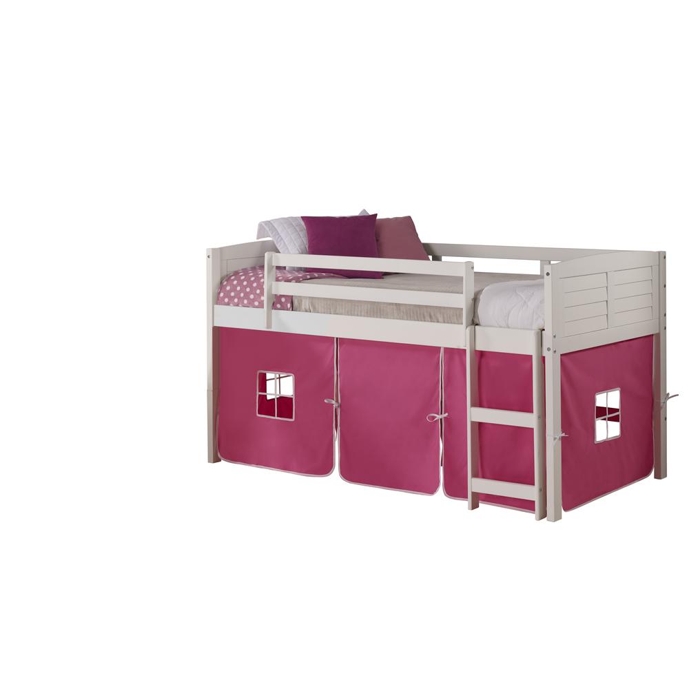Twin Louver Low Loft - White with Pink Tent