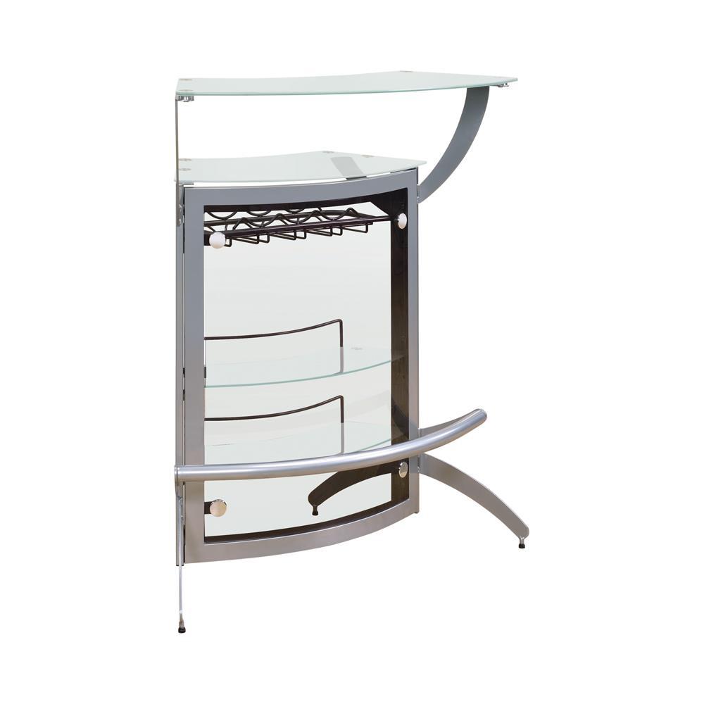 Dallas 2-Shelf Bar Unit - Silver and Frosted Glass