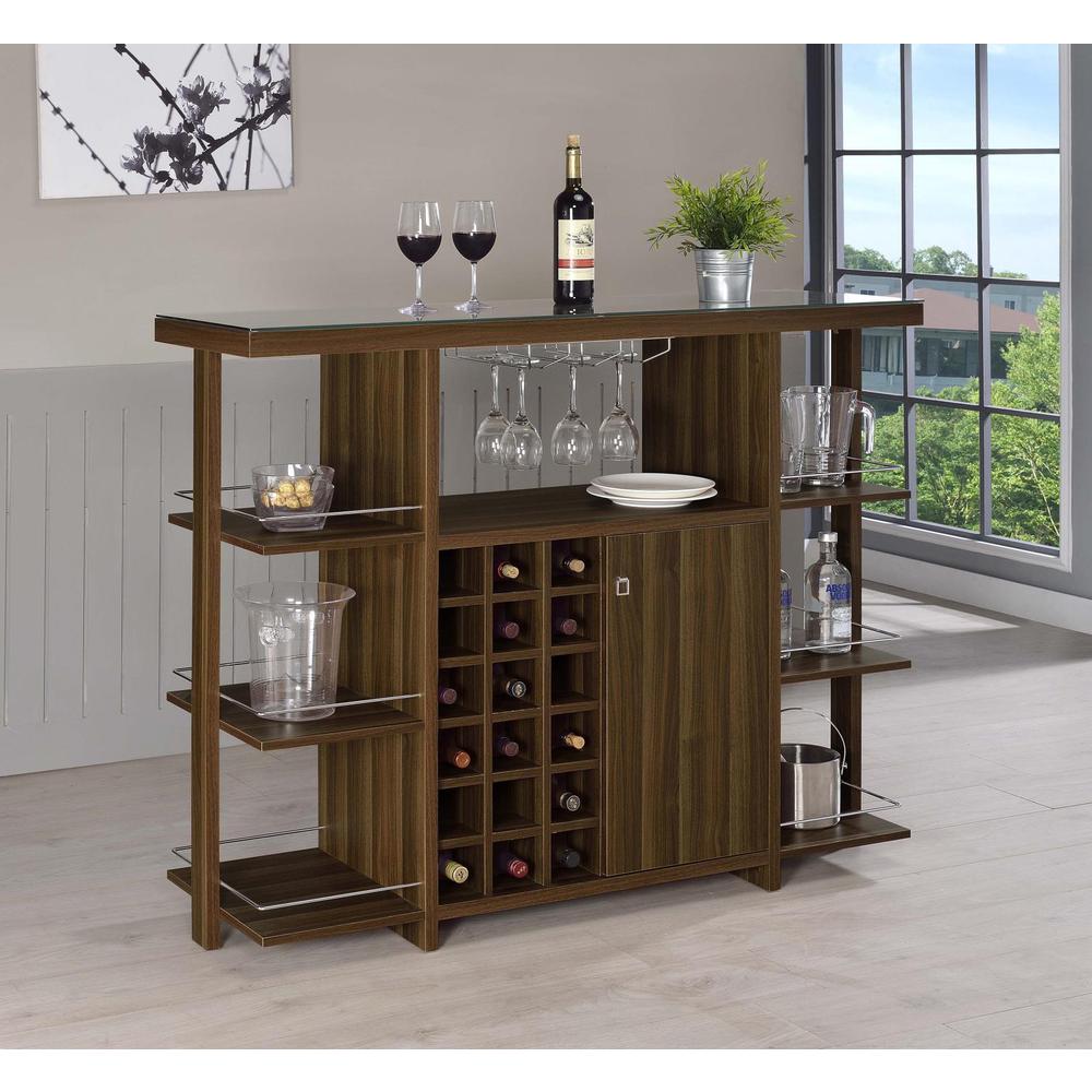 This is the image of Diggs Bar Unit with Wine Bottle Storage - Walnut