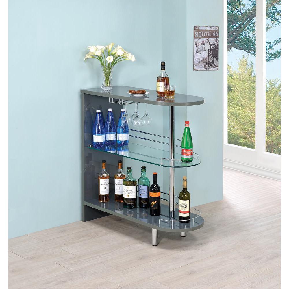 This is the image of Adolfo 3-Tier Bar Table - Glossy Grey and Clear