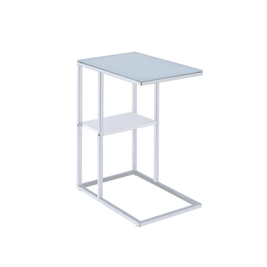 Image of Daisy 1-Shelf Accent Table Chrome And White