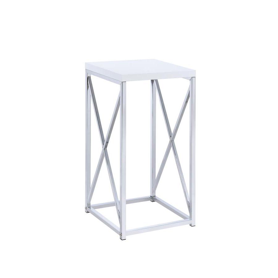 Image of Edmund Accent Table With X-Cross Glossy White And Chrome