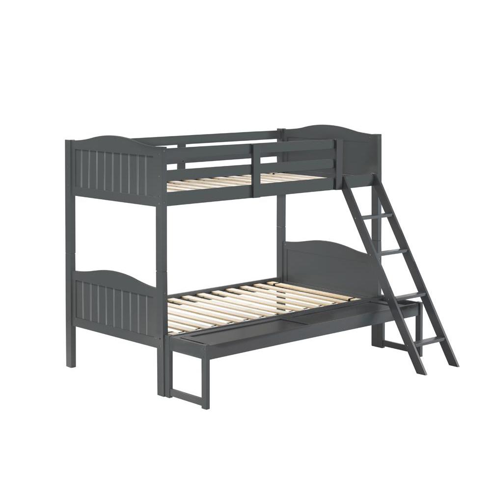 Littleton Twin/Full Bunk Bed With Ladder Grey
