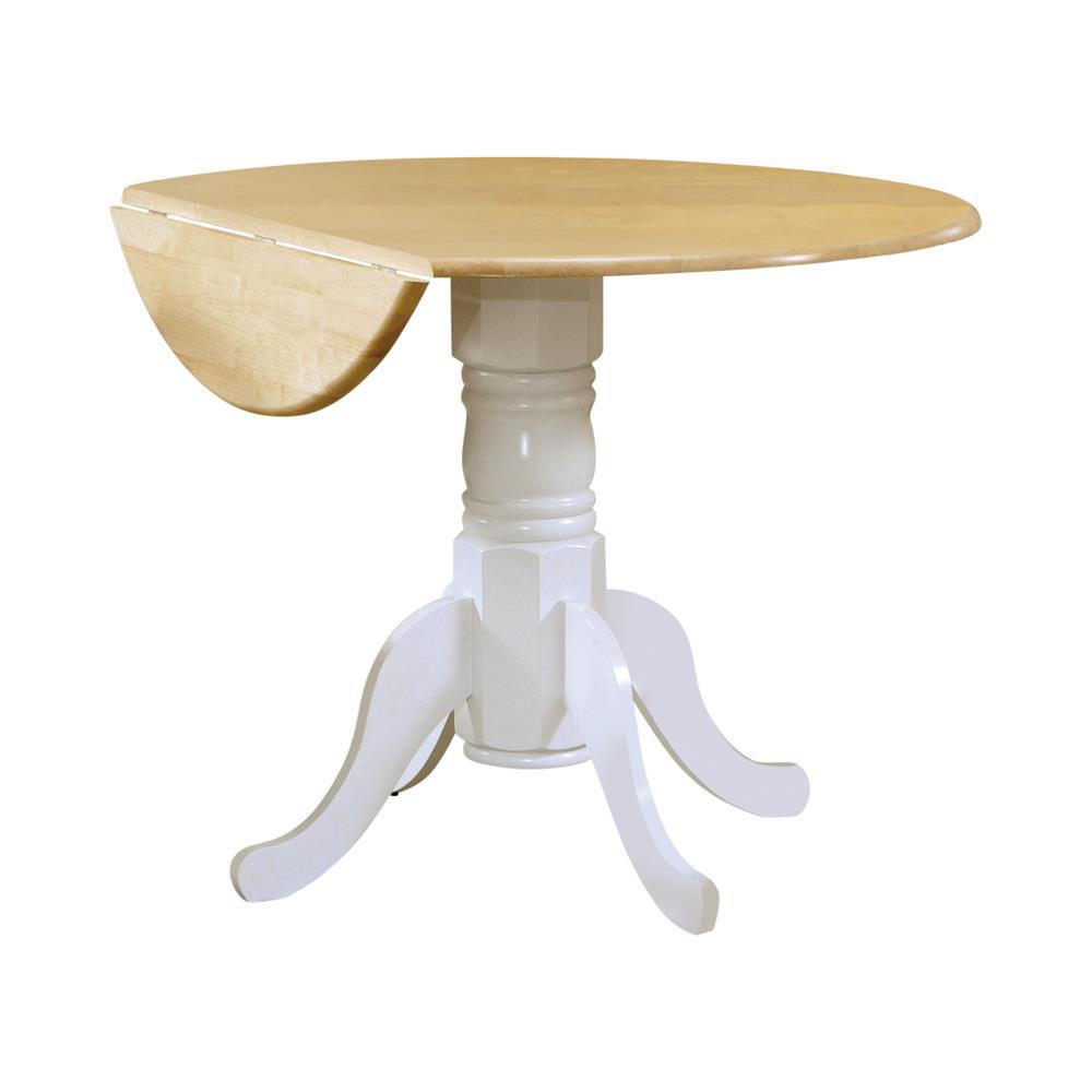 Image of Allison Drop Leaf Round Dining Table Natural Brown And White