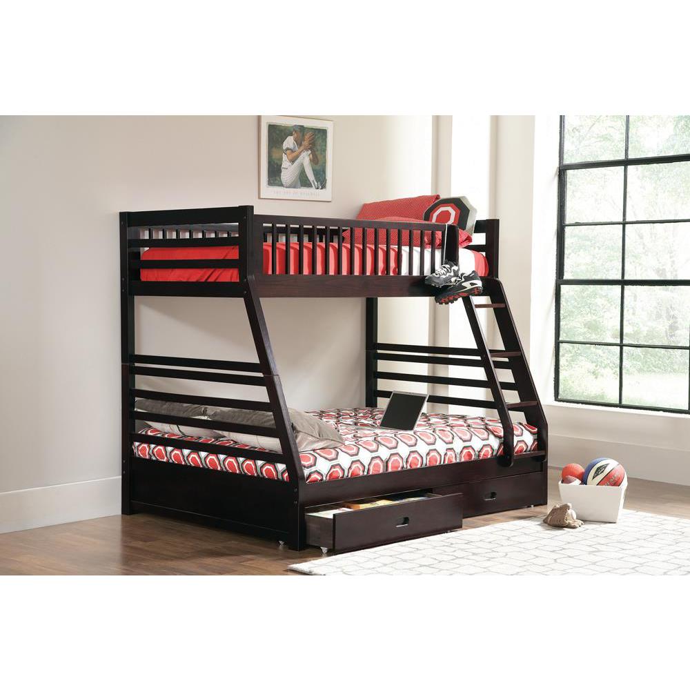 Image of Ashton Twin Over Full 2-Drawer Bunk Bed Cappuccino