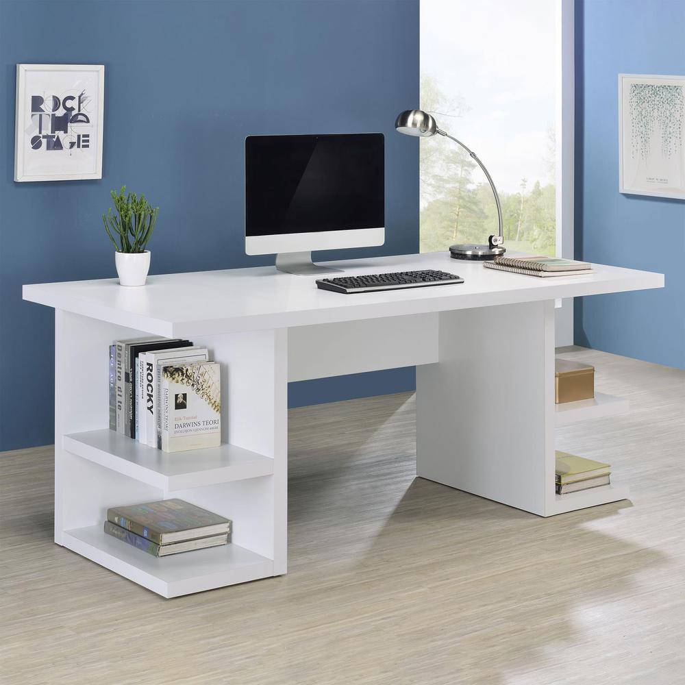 Image of Alice Writing Desk White With Open Shelves