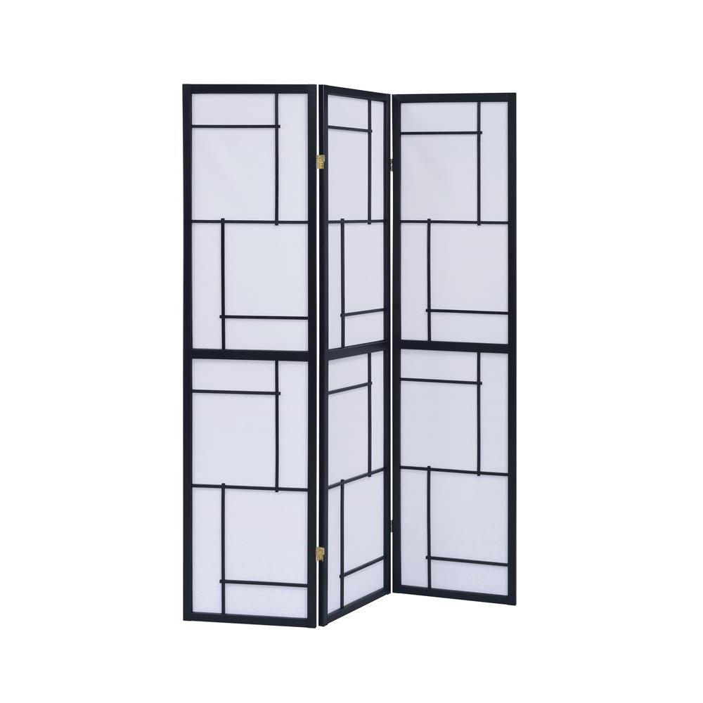 Image of Katerina 3-Panel Folding Floor Screen Black And White