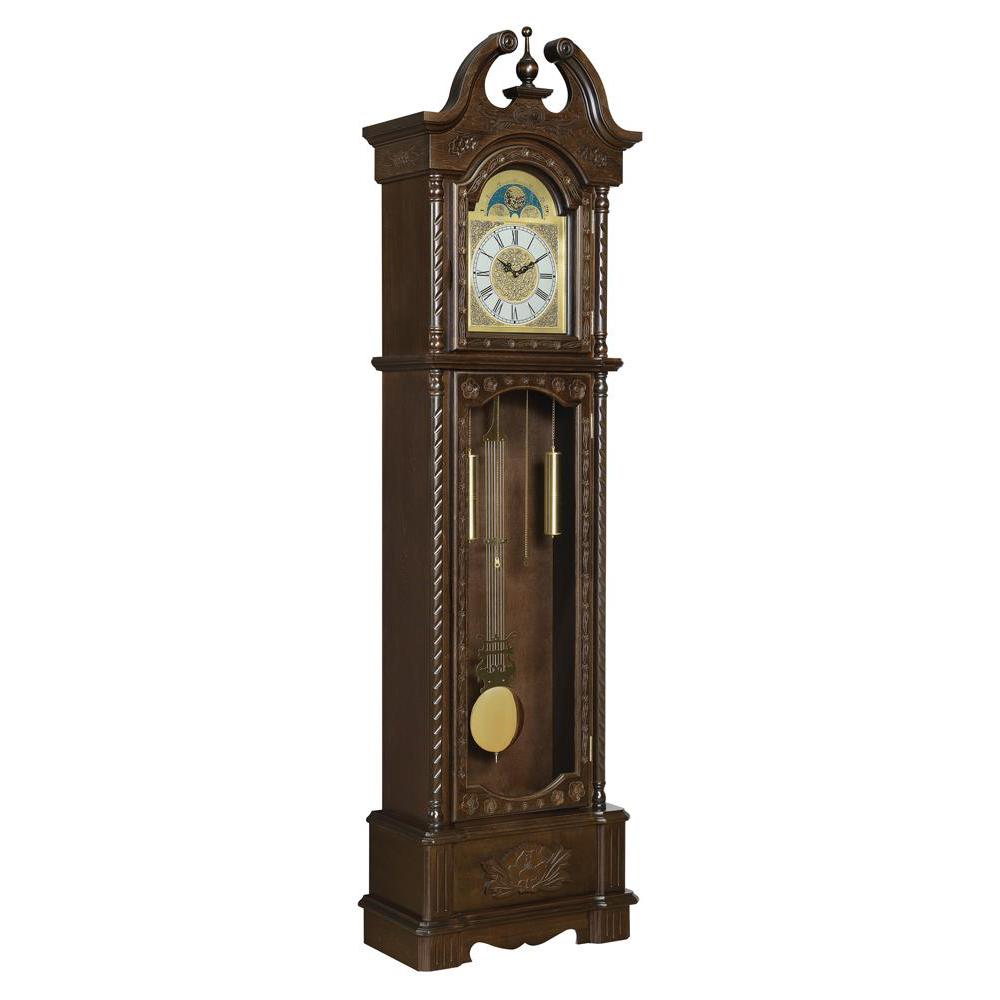 This is the image of Cedric Grandfather Clock with Chime - Golden Brown