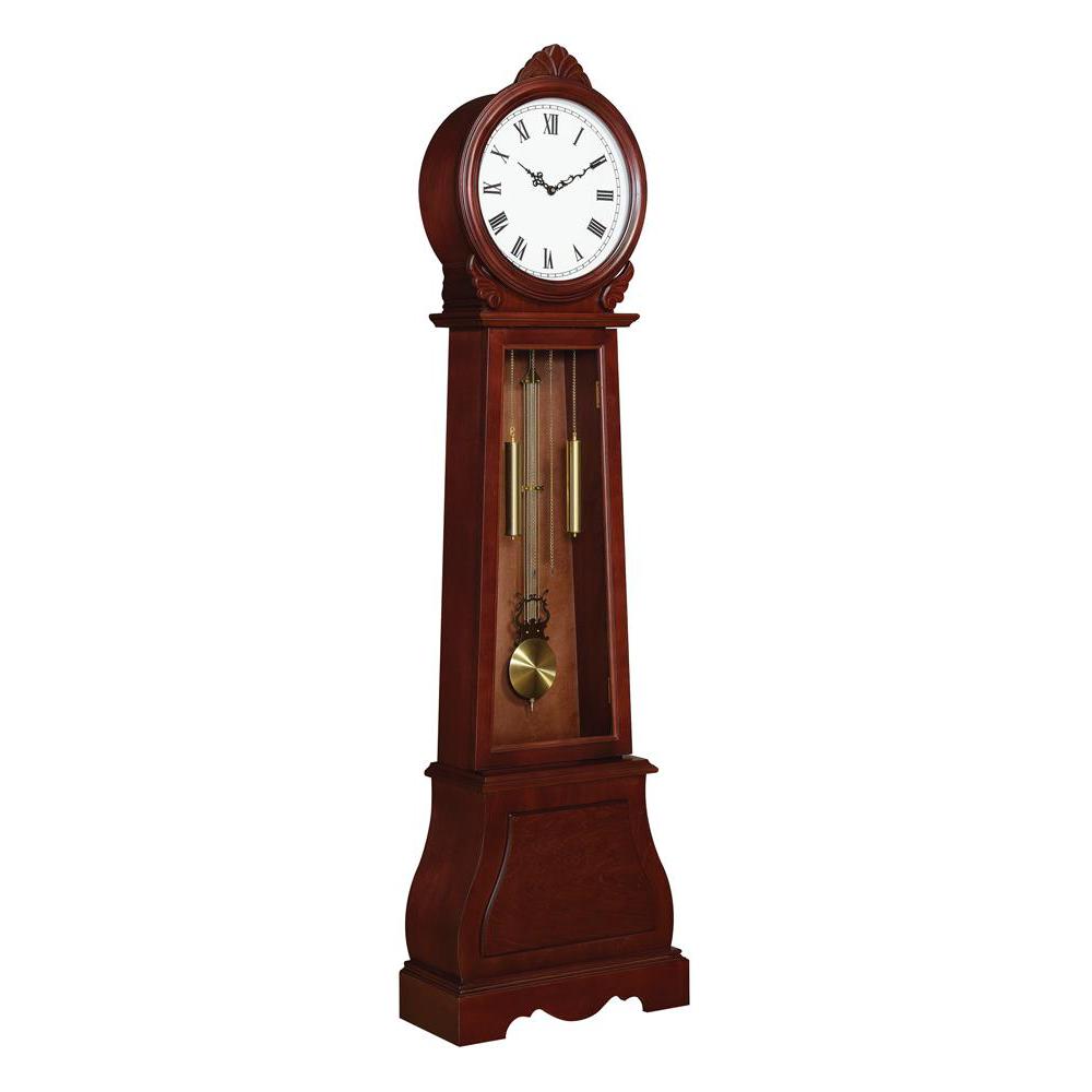 This is the image of Narcissa Grandfather Clock with Chime - Brown/Red