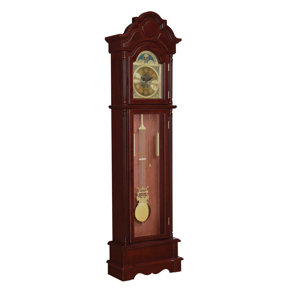 This is the image of Diggory Grandfather Clock - Brown, Red, and Clear