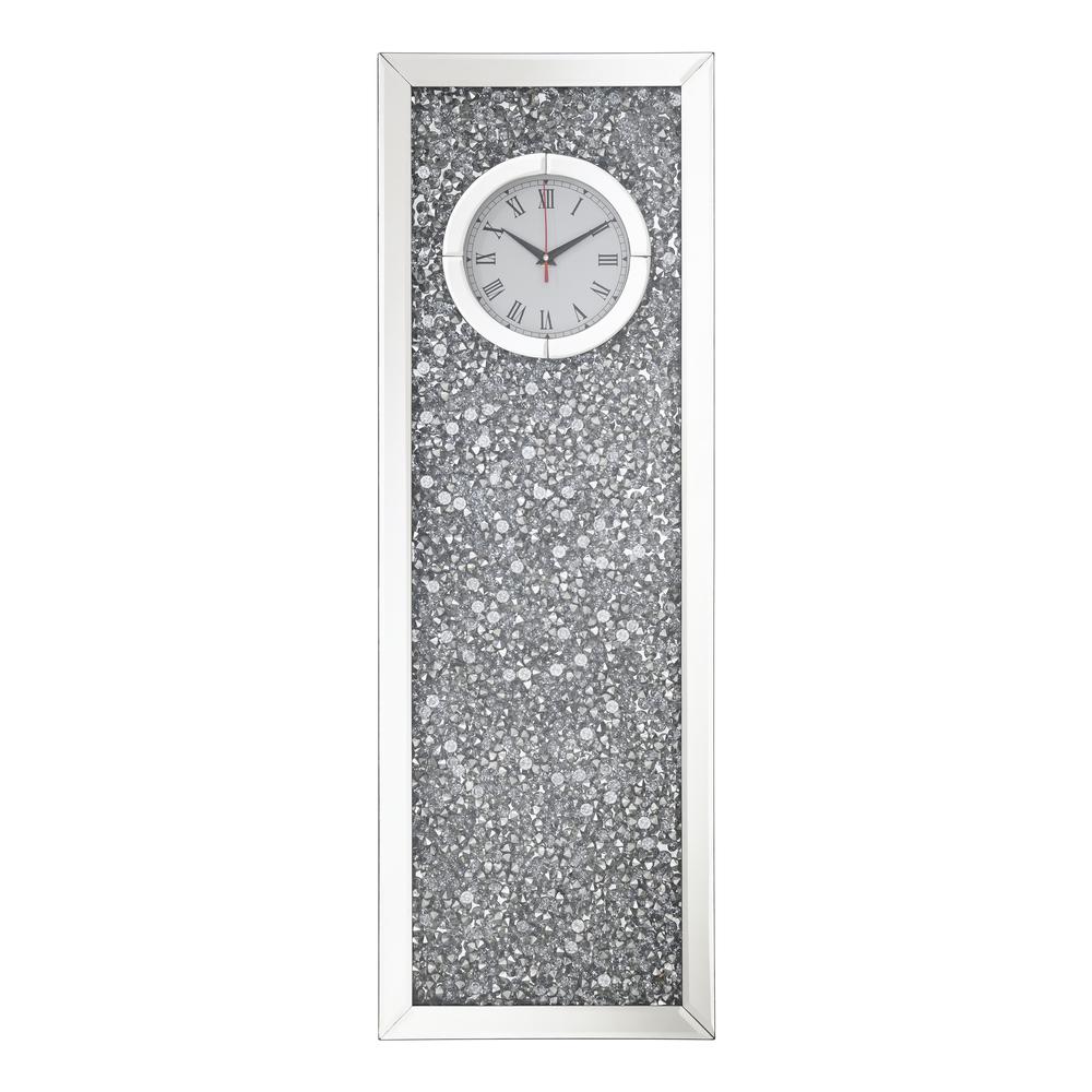 This is the image of Minette Crystal Inlay Rectangle Clock Mirror