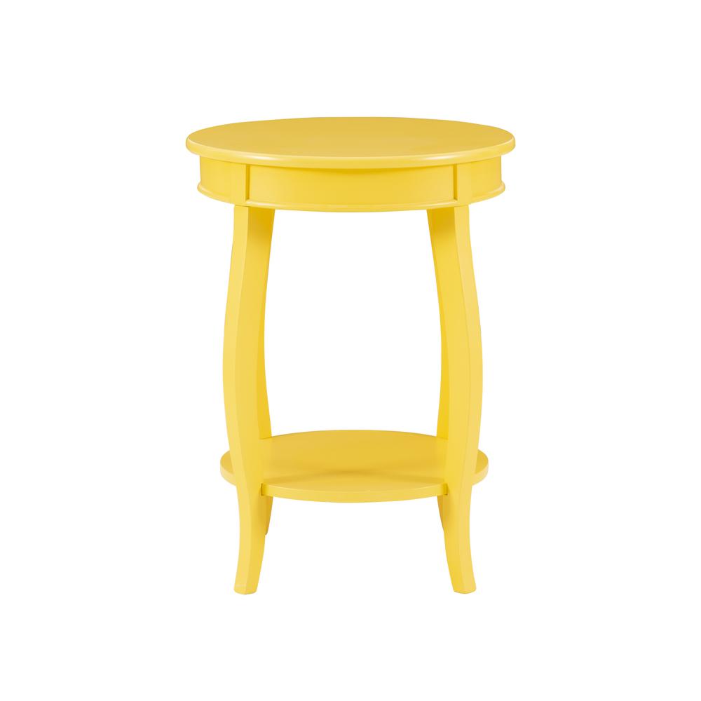 Image of Yellow Round Table With Shelf