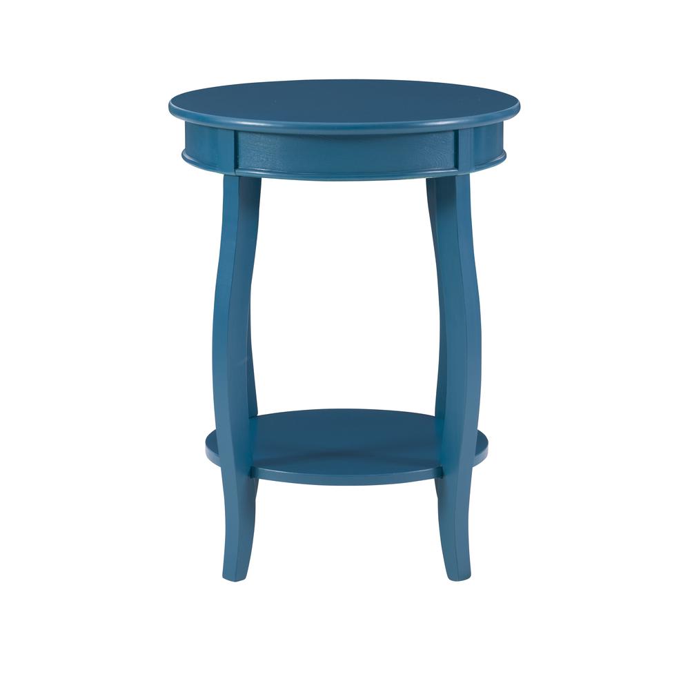 Image of Teal Round Table With Shelf