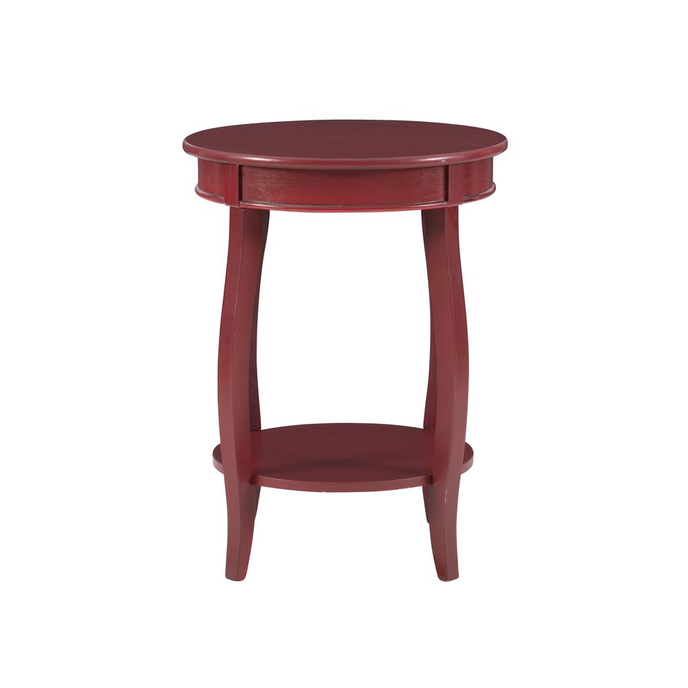 Image of Red Round Table With Shelf