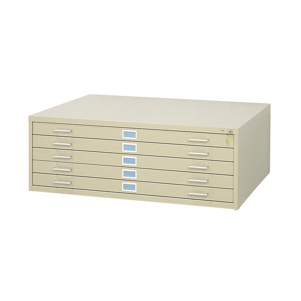 Safco 5-Drawer Steel Flat File - 46.5" x 35.5" x 16.5" - Stackable - Tropic Sand - Powder Coated - Recycled
