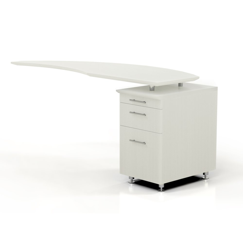 This is the image of Curved Desk Return with Pencil-Box-File Pedestal (Left), Textured Sea Salt