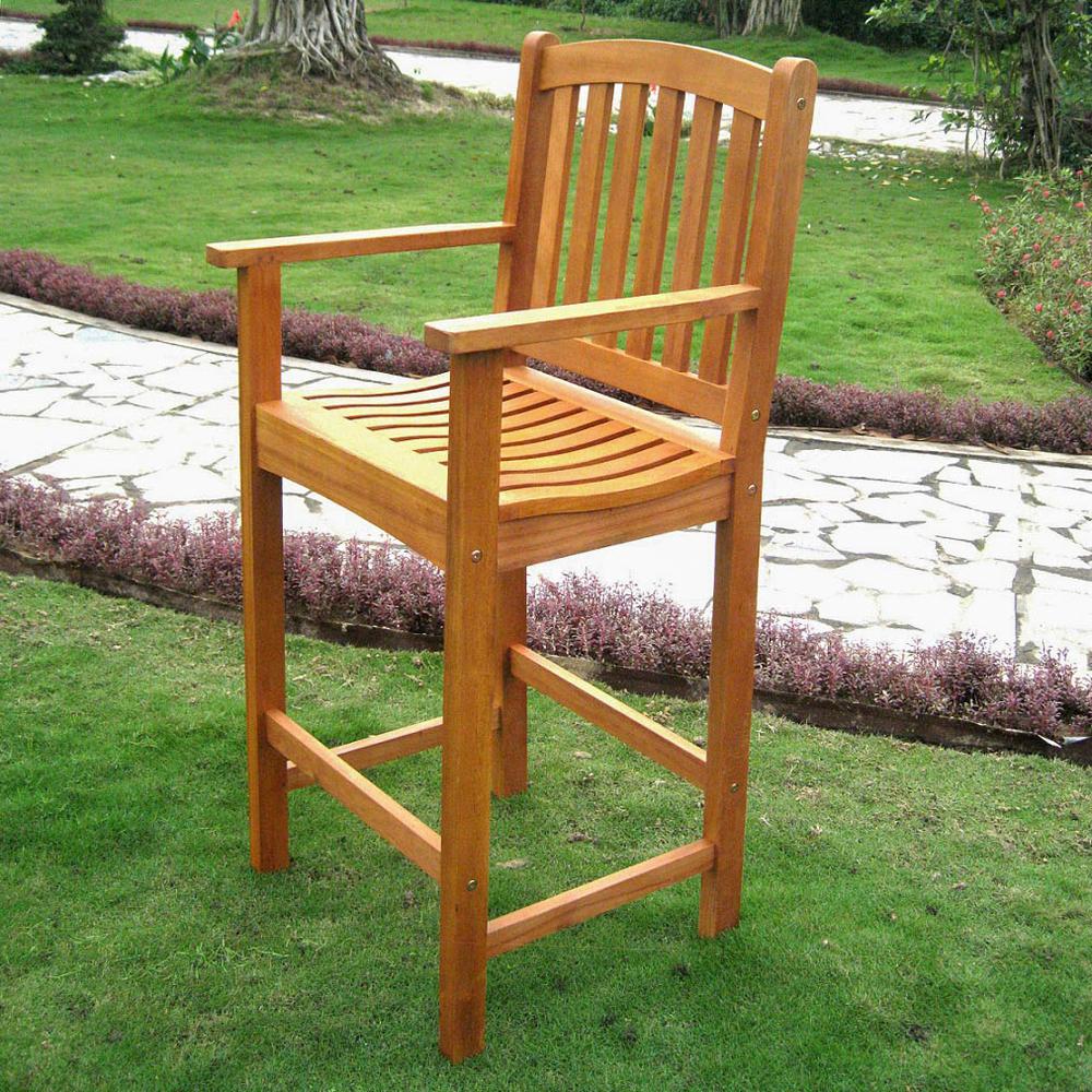 Image of Royal Tahiti Wood Set Of Two Bar Height Arm Chair