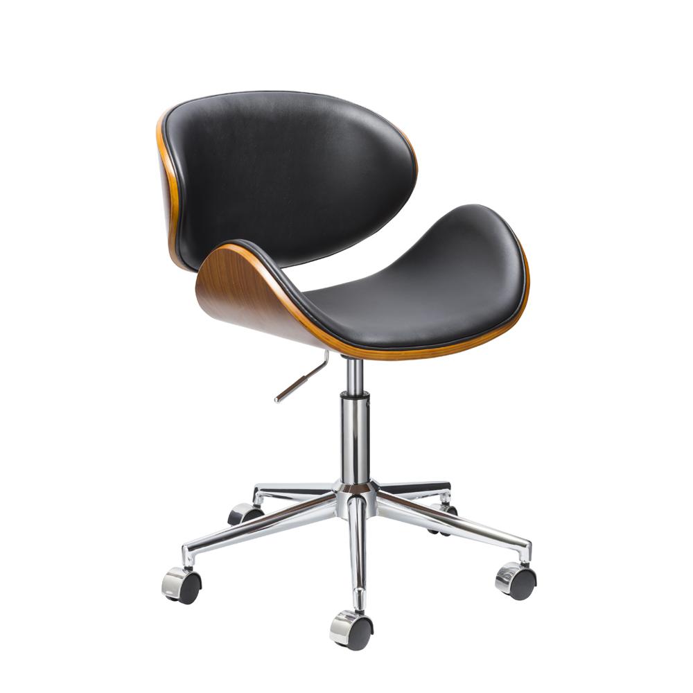Image of Office Chair With Wood Seat And Pu Cushion