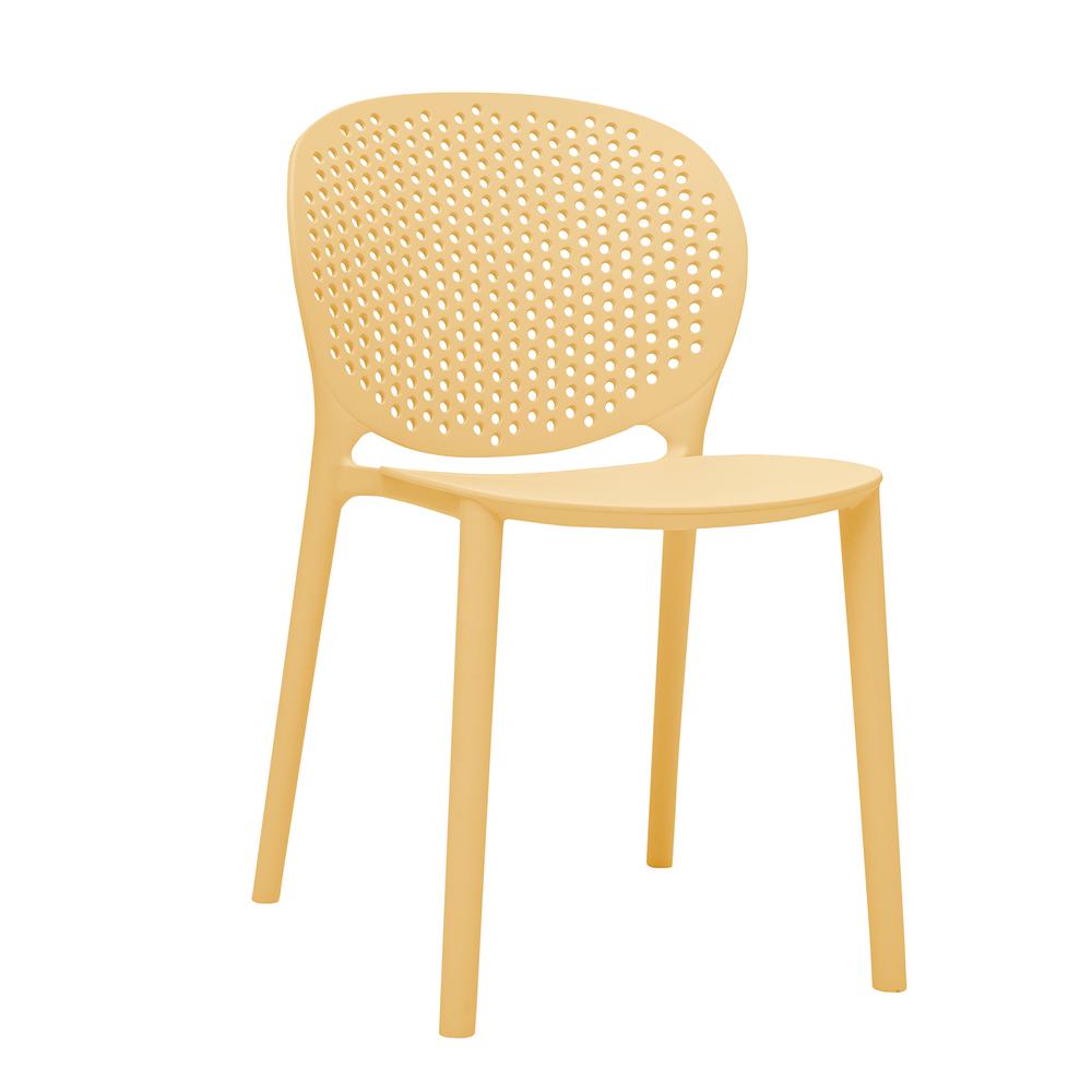 Set of 4 Midcentury Polypropylene Kids Side Chairs - Yellow