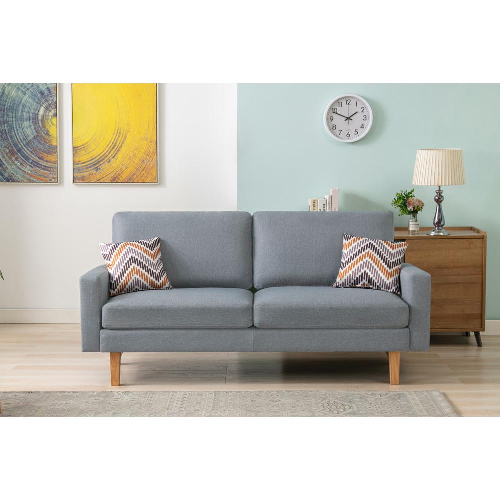 Bahamas Gray Linen Sofa And Chair Set With 2 Throw Pillows